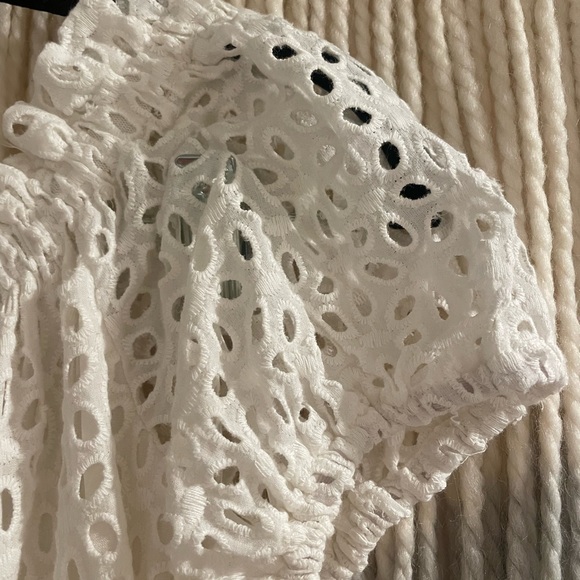 Astr The Label Desi Off The Shoukder Smocked Eyelet Mini Dress - Picture 7 of 9